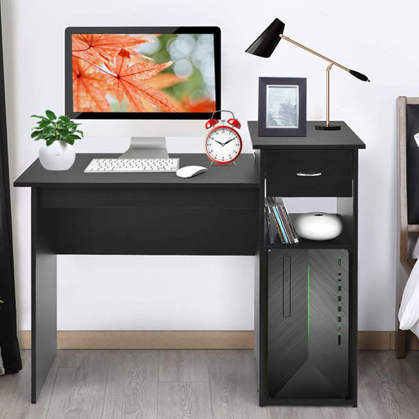 YWANG Compact Computer Desk With Drawers And Shelves For Small Space